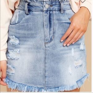 Hayden Los Angeles Distressed Denim Skirt Medium
